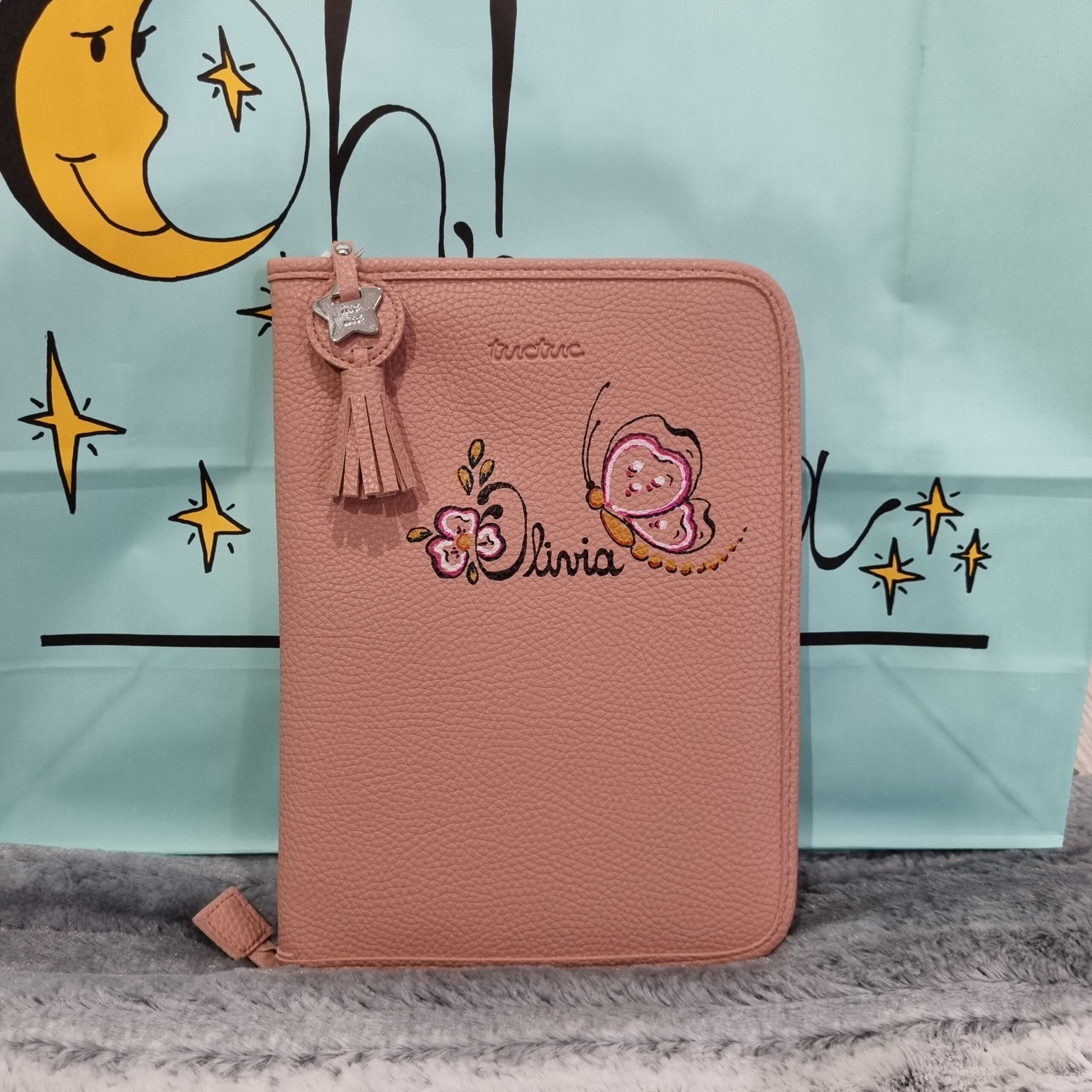Portadocumentos rosa de bebé personalizado de Tuc tuc - Oh!Luna